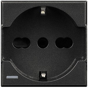 Розетка Bticino Axolute Антрацит 2К+З, 10 и16 А с защищенными контактами HS4140/16