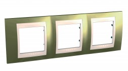 Рамка Schneider Electric Unica Хамелеон Золото / Бежевый 3 поста MGU66.006.504