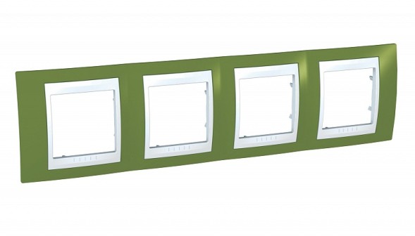 Рамка Schneider Electric Unica Хамелеон фисташковый / Белый 4 поста MGU6.008.866