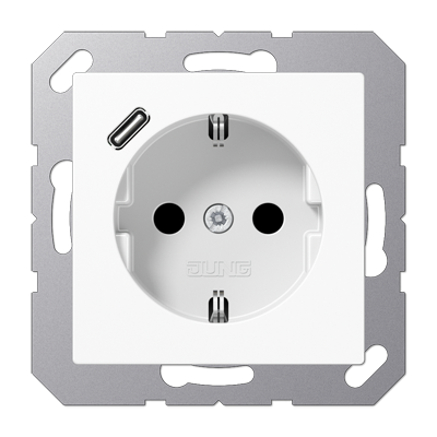 Розетка Jung A серия Белая SCHUKO® с 1 USB-портом типа С A1520-18CWW
