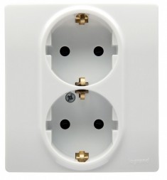 Розетка Legrand Etika белый 2 x 2К+З со шторками - немецкий стандарт - автоматические зажимы - 16 А - 250 В~ 672233