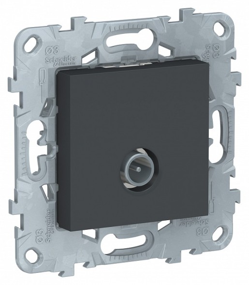 Розетка TV Schneider Electric Unica Studio Антрацит проходная NU546354