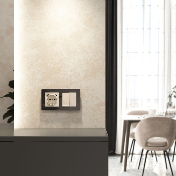 Розетка с заземлением, шторками и USB A+C (айвори акрил) Werkel W1171743