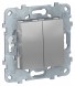 Переключатель Schneider Electric Unica Studio Алюминий 2-клавишный перекрестный, 2 x сх. 7 10 AX, 250 В NU521530