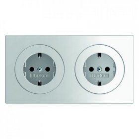 Штепсельная розетка Berker R.1 полярная белизна SCHUKO 2-местная с рамкой с блеском R.3 47202089