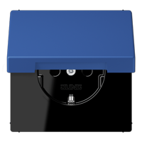 Розетка Jung Les Couleurs® Le Corbusier bleu outremer 59 SCHUKO® с откидной крышкой и со встроенной повышенной защитой от прикосновения LC1520KIKL4320K
