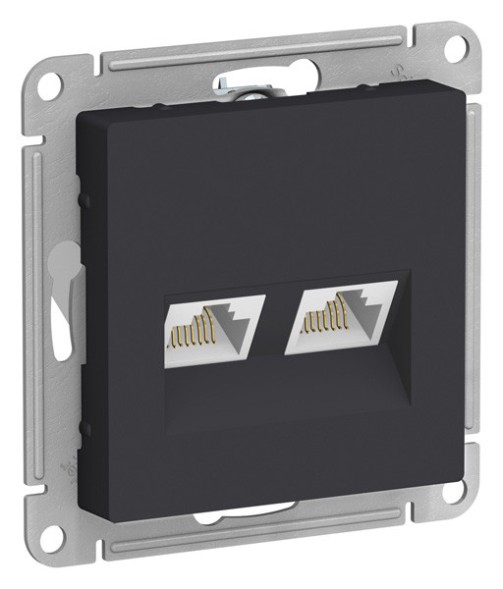 РОЗЕТКА двойная компьютерная RJ45+RJ45, кат. 5е, механизм, КАРБОН Schneider Electric Art Gallery GAL001085