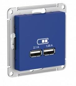 ATN001133 Atlasdesign USB РОЗЕТКА A+A, 5В/2,1 А, 2х5В/1,05 А, механизм Аквамарин Schneider Electric