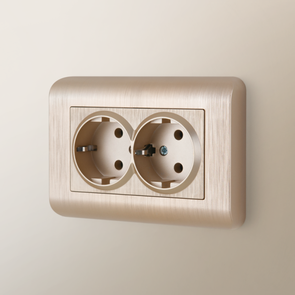 Рамка из поликарбоната для двойной розетки Stream шампань Werkel W0082111