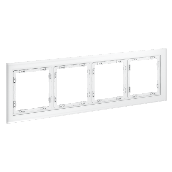 Рамка стеклянная VOLTUM S70 на 4 поста, (белый,матовый,стекло)