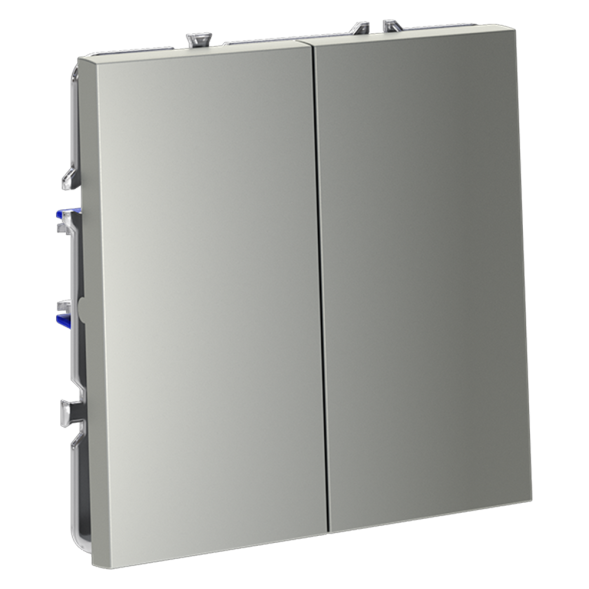 Проходной переключатель встраиваемый VOLTUM S70 двухклавишный 10А, (сталь)