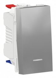 Переключатель Schneider Electric Unica Modular Алюминий 1-клавишный, с нейтралью, сх.6а, 1 Модуль NU310330S