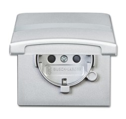 Розетка ABB Allwetter 44 алюминий IP44 SCHUKO c полем для надписи с крышкой с защитными шторками уплотнительное кольцо в комплекте 16А 250В 2CKA002064A0300 20 EUGKBN-33-101