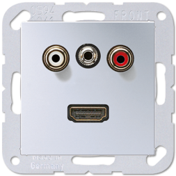 Плата Jung SL серия крашеный алюминий гнезд AUDIO, 3,5 мм, HDMI MAA1082AL