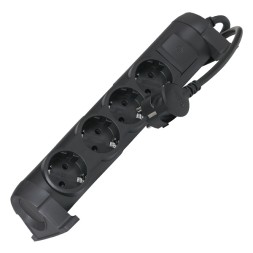 Удлинитель Комфорт 16А 4x2К+З 1,5м с выключателем черный Legrand 694604