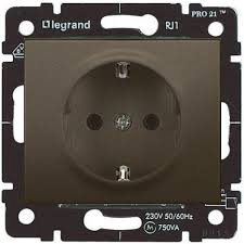Розетка Legrand Galea Life темная бронза 2к+З лицевая панель с механизмом выталкивания 771224