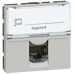 Розетка RJ45 Legrand Mosaic алюминий FTP кат6 2мод 079465