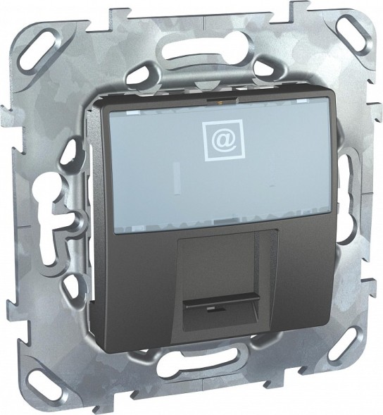 Компьютерная розетка 1хRJ45 Schneider Electric Unica Class Top графит кат. 6, с полем для надписи MGU5.425.12ZD