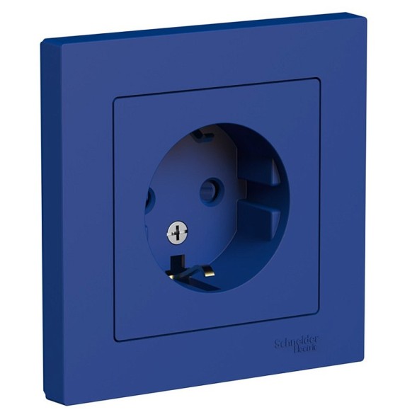 ATN001144 Atlasdesign РОЗЕТКА с заземлением со шторками, 16А, в сборе Аквамарин Schneider Electric
