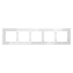Рамка стеклянная VOLTUM S70 на 5 постов, (белый, стекло)