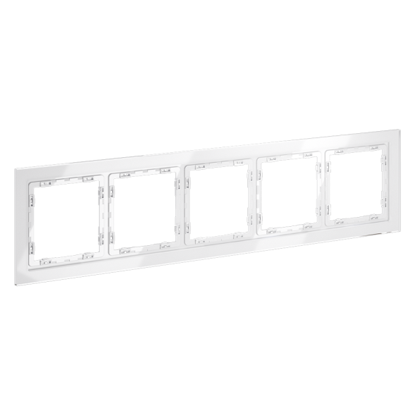 Рамка стеклянная VOLTUM S70 на 5 постов, (белый, стекло)