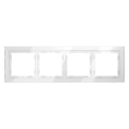 Рамка стеклянная VOLTUM S70 на 4 поста, (белый, стекло)