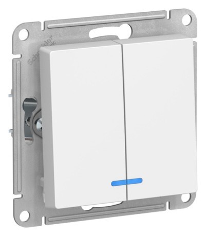 ATN001353 Atlasdesign 2-клавишный ВЫКЛЮЧАТЕЛЬ с подсветкой, сх.5а, 10АХ, механизм, ЛОТОС Schneider Electric