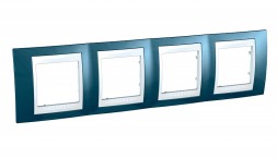 Рамка Schneider Electric Unica Хамелеон голубой лед / Белый 4 поста MGU6.008.854