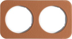 Рамка Berker R.1 Кожа белый 2 поста 10122369