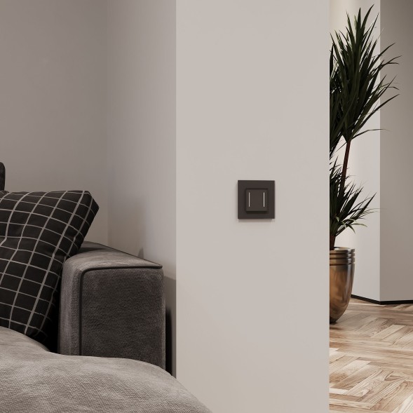 Сенсорный выключатель двухклавишный с подсветкой (черный) Werkel W4522008