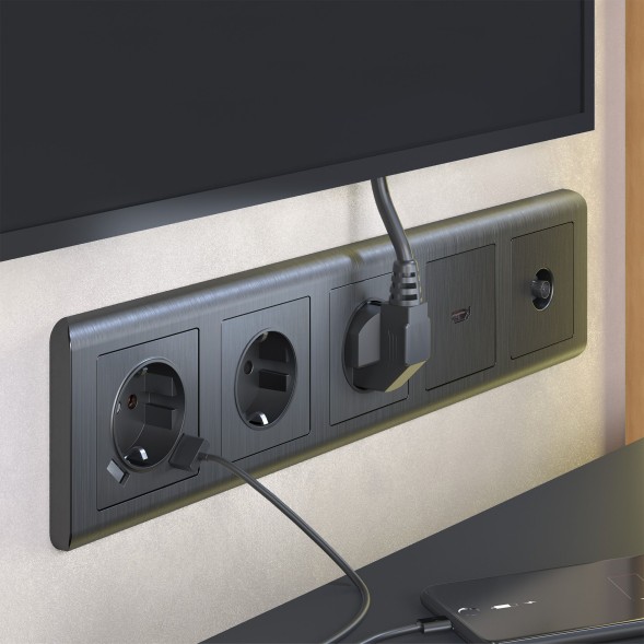 Рамка из поликарбоната на 5 постов Stream графит Werkel W0052104