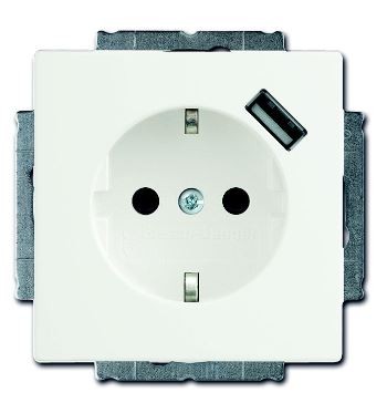 Розетка ABB Future белый бархат Schuko с устройством зарядным USB 20 EUCBUSB-884-500 16А 700 мА электронная защита от перегрузки и КЗ безвинтовые клеммы защитные шторки 2CKA002011A6182 20 EUCBUSB-884-500