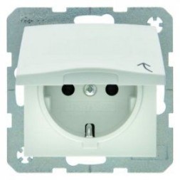 Штепсельная розетка Berker R.1 полярная белизна, матовый SCHUKO с откидной крышкой 47511909