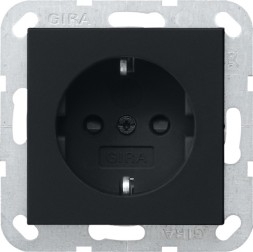 0453005 System55 Розетка со шторками 2К+З 16А, 250 В черный матовый Gira