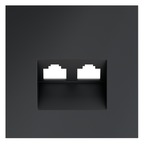 Накладка для розетки компьютерной двойной RJ45+RJ45 кат.6, S70 (графит)