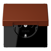Розетка Jung Les Couleurs® Le Corbusier terre sienne brulee 59 SCHUKO® с откидной крышкой и со встроенной повышенной защитой от прикосновения LC1520KIKL4320D