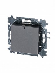 Переключатель ABB Levit ориентационная сталь / дымчатый чёрный одноклавишный с подсветкой 2CHH590646A6069 3559H-A06446 69W