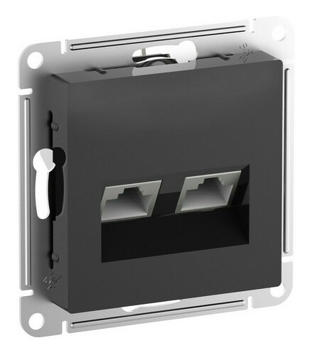 ATN001088 Розетка компьютерная 2xRJ45 Cat.6 Systeme Electric ATLASDESIGN, скрытый монтаж, карбон Schneider Electric