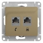 Розетка двойная RJ11+RJ45, кат.5E, механизм Schneider Electric Glossa Титан GSL000485