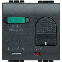 Выключатель Bticino LivingLight Air Антрацит двухполюсный дифференциальный автоматический 10А 230В 2 модуля L4305/10