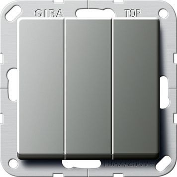 Выключатель Gira E22 Сталь 3-клавишный 1-полюсный 10А/250В (кнопочный) с винтовыми клеммами 284420