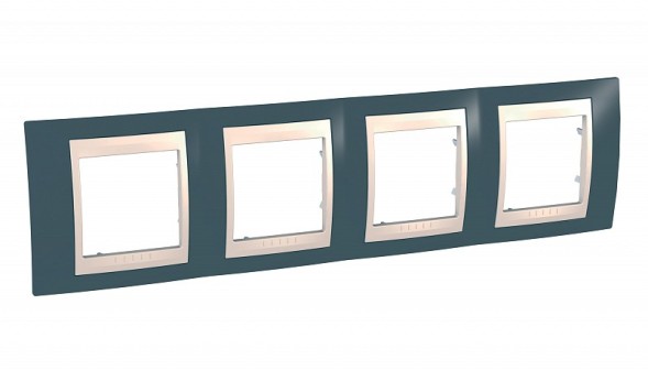 Рамка Schneider Electric Unica Хамелеон серо-зеленый / Бежевый 4 поста MGU6.008.577