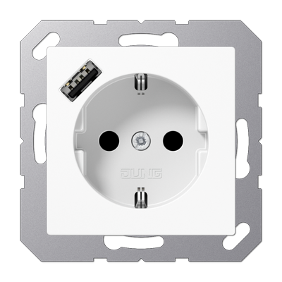 Розетка Jung A серия белая SCHUKO® с 1 USB-портом типа A A1520-18AWW
