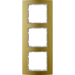 Рамка Berker B.3 Золото / Полярная белизна 3 поста вертикальная 10133046