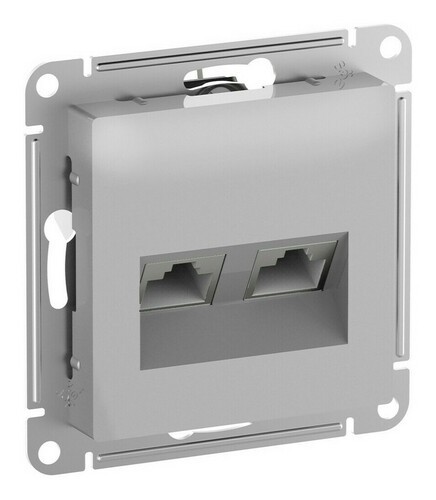 ATN000388 Розетка компьютерная 2xRJ45 Cat.6 Systeme Electric ATLASDESIGN, скрытый монтаж, алюминий Schneider Electric