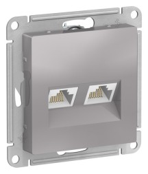 РОЗЕТКА двойная компьютерная RJ45+RJ45, кат. 5е, механизм, АЛЮМИНИЙ Schneider Electric Art Gallery GAL000385