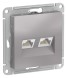 РОЗЕТКА двойная компьютерная RJ45+RJ45, кат. 5е, механизм, АЛЮМИНИЙ Schneider Electric Art Gallery GAL000385