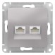 РОЗЕТКА двойная компьютерная RJ45+RJ45, кат. 5е, механизм, АЛЮМИНИЙ Schneider Electric Art Gallery GAL000385