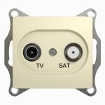 TV-SAT Розетка проходная 4DB, механизм Schneider Electric Glossa Бежевый GSL000298