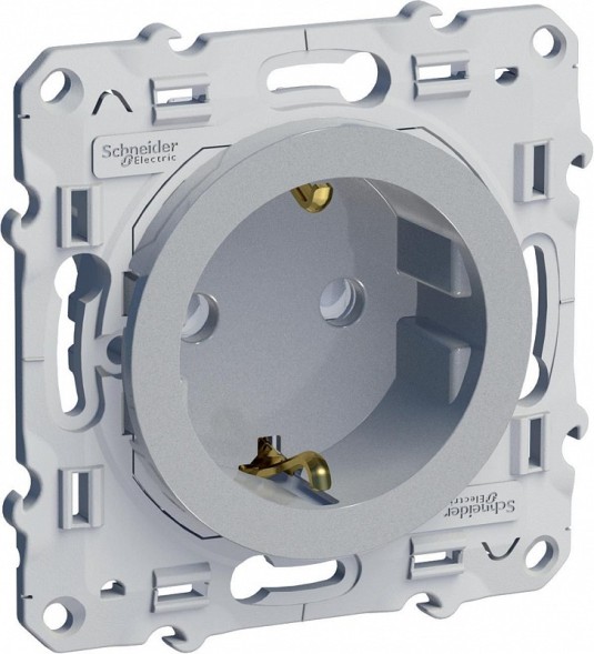 Розетка Schneider Electric Odace алюминий с з\к шт S53R037
